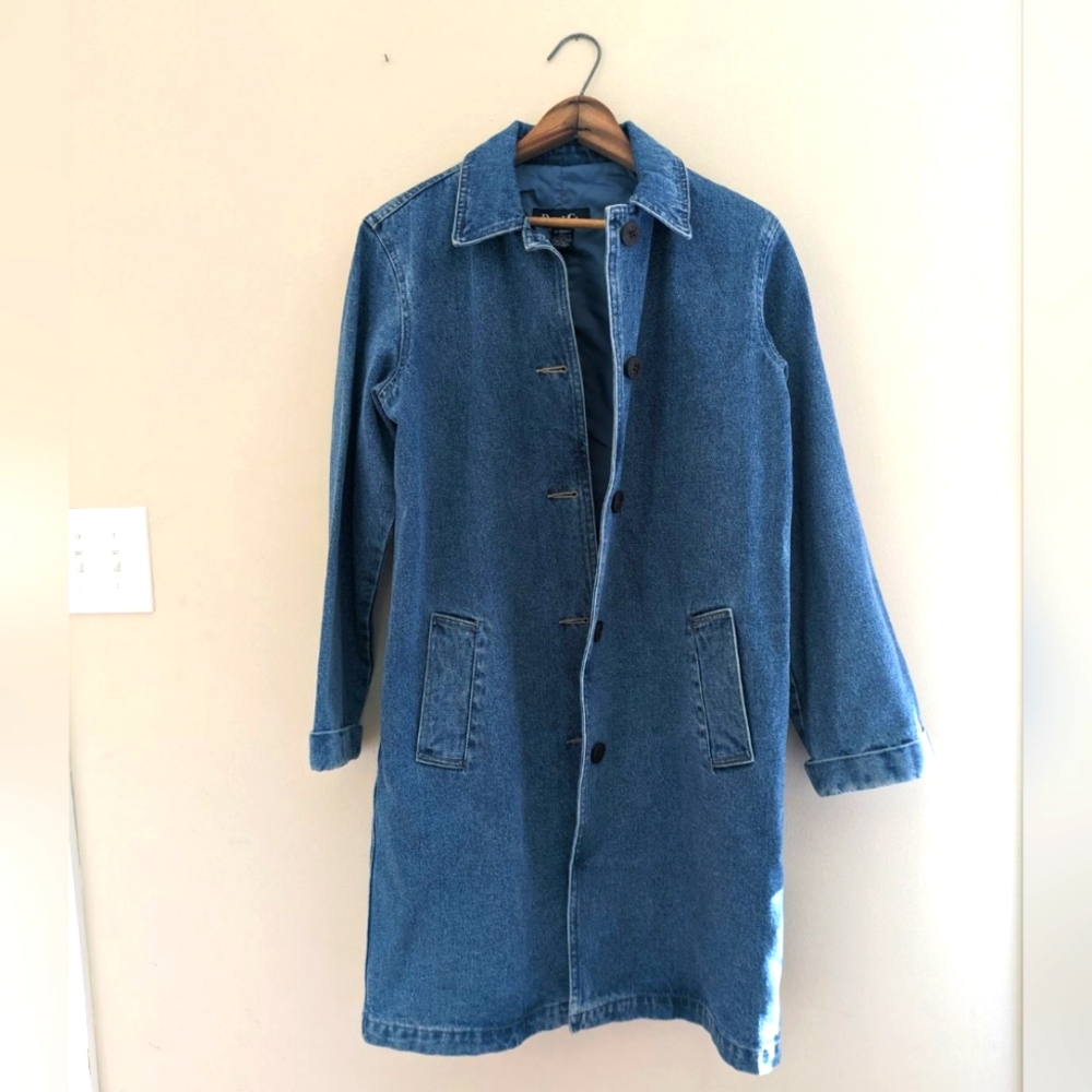 Vintage Denim & Co Denim Trench Coat/ Jean Jacket